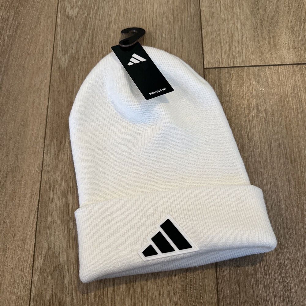 Adidas Logo Women's Postseason Fold Beanie Magic‎ White /Black NWT